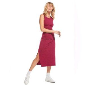 Roxy Good Keepsake Cutout Midi Dress Burgundy Tank Side Slit Size XS, M